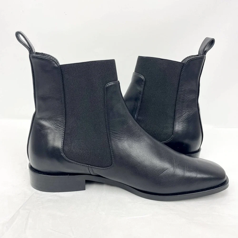 Everlane Womens The Italian Leather Square Toe Chelsea Boot Size 6.5 Black NWOB - Picture 8 of 12